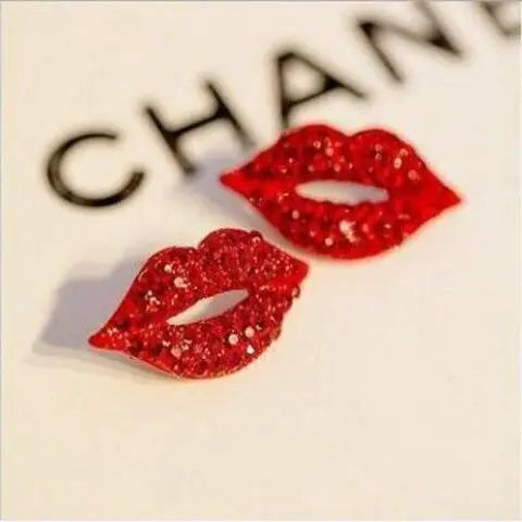 Dazzling Lips Crystal Stud Earrings