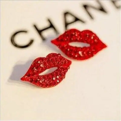Dazzling Lips Crystal Stud Earrings