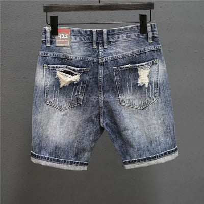 Retro Edge Distressed Denim Shorts