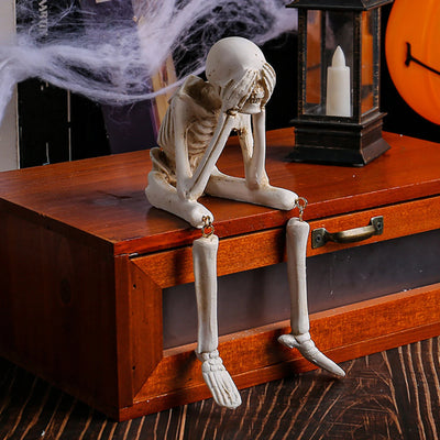 Gothic Skeleton Skull Figurine – Haunted House Halloween Decoration for Home & Tabletop Display