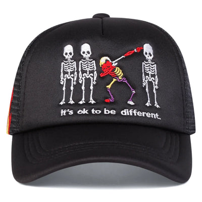 It’s OK to Be Different’ Skeleton Embroidered Cap