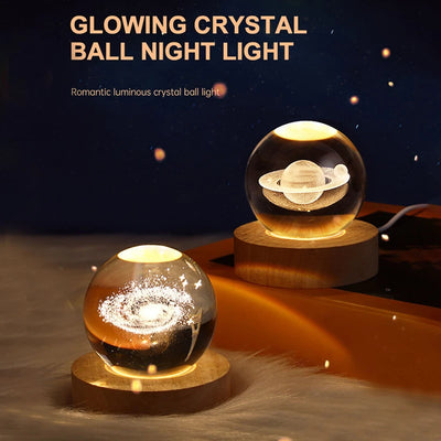 Milky Way Galaxy Crystal Ball LED Night Light – Solar System Bedroom Lamp for Kids & Adults, Creative Ambient Gift Light