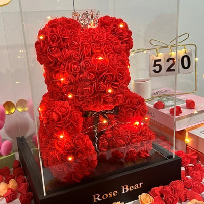 Eternal Rose Teddy Bear – Artificial Flower Gift for Mom, Valentine’s Day, Birthday & Anniversary