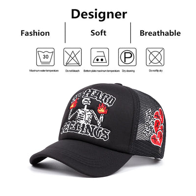 Fire Skull No Hard Feelings Embroidered Cap