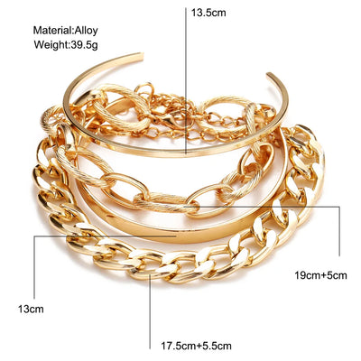 Golden AurA  Boho Chain Bracelet Set
