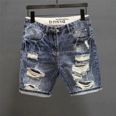 Retro Edge Distressed Denim Shorts