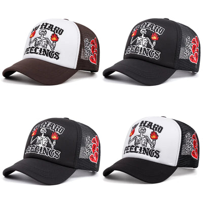 Fire Skull No Hard Feelings Embroidered Cap