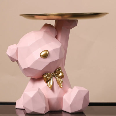 Geometric Bear Key Holder – Resin Desk & Entryway Storage Figurine