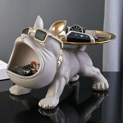 Bulldog Storage Box Figurine – 30cm Resin Dog Sculpture for Home Decor