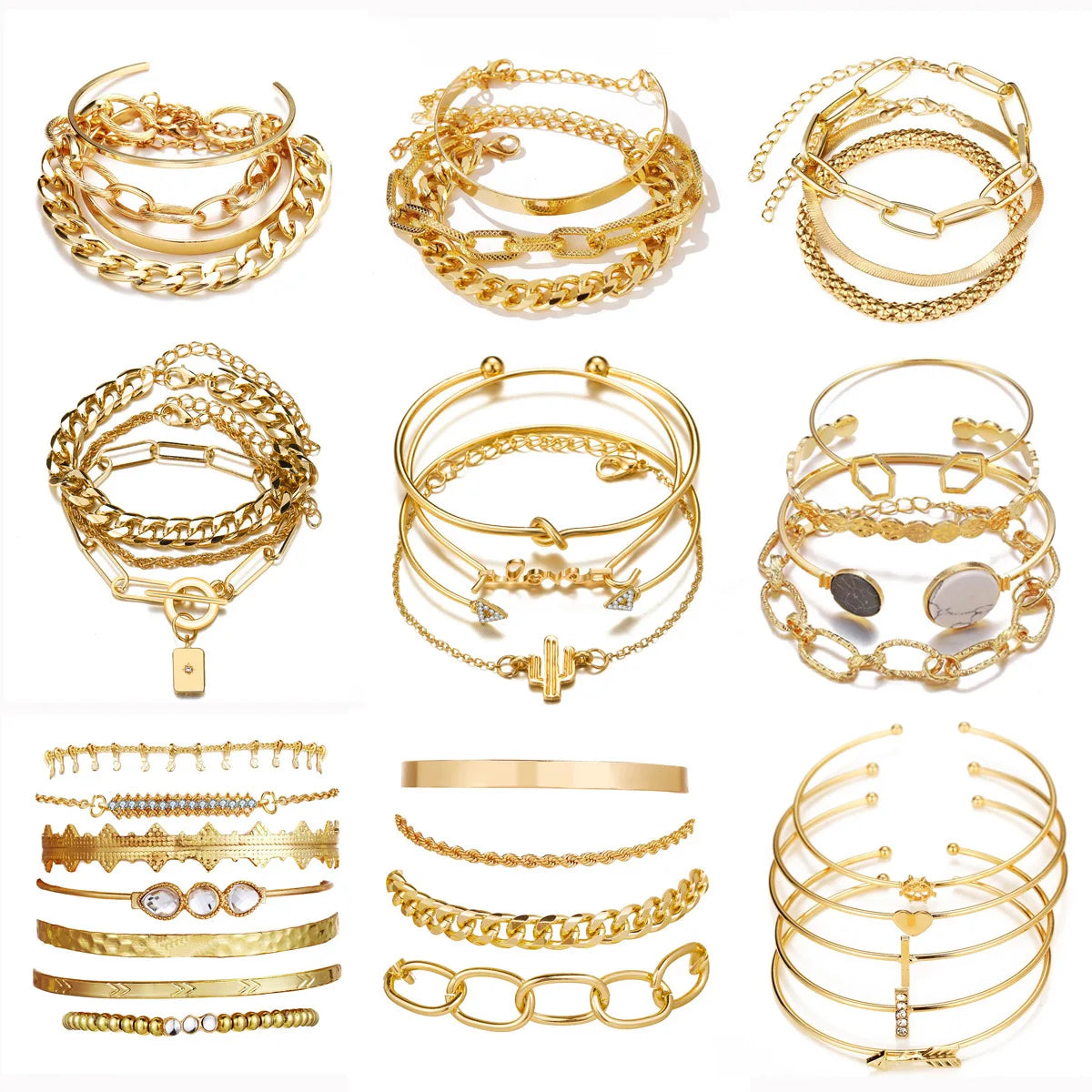 Golden AurA  Boho Chain Bracelet Set