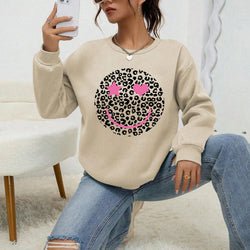 Leopard Love Happy Face Pullover